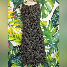 Jones Wear Dress 10 Black Ecru Dot Sleeveless Business Casual Church Work Dress