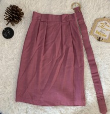 Vintage Sag Harbor Pink Pencil Pleated Midi Skirt 10 Lined Belt Included