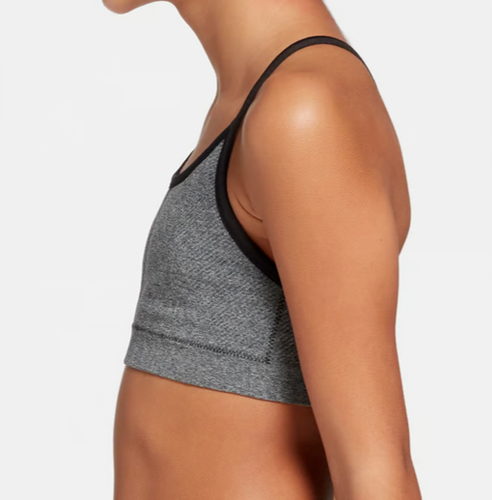 DSG Girls' Seamless Sports Bra, Dark Heather Grey, 2XS - Picture 2 of 3