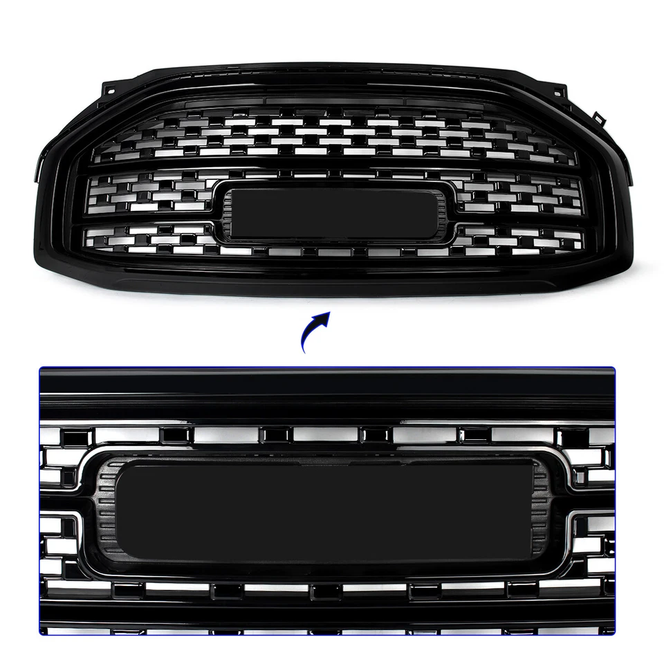 For GMC Acadia Denali 84378394 2017-2019 Front Upper Grille Assembly Gloss Black Foto 2 de 4