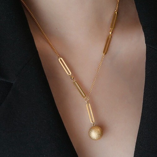 Collana Catena Sfere Perline Donna Placcata Oro 18K Acciaio Inox Frostata - Foto 5 di 5