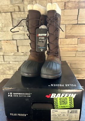 NEW Baffin Ottawa Snow Boots Brown HTGE-W004 Insulated Waterproof Women SZ 6