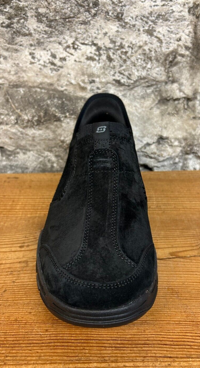 Brownシルク SKECHERS RIG-ALVERN SLIP-INS 205217 BLACK Mens SZ 7,7.5,8 New In