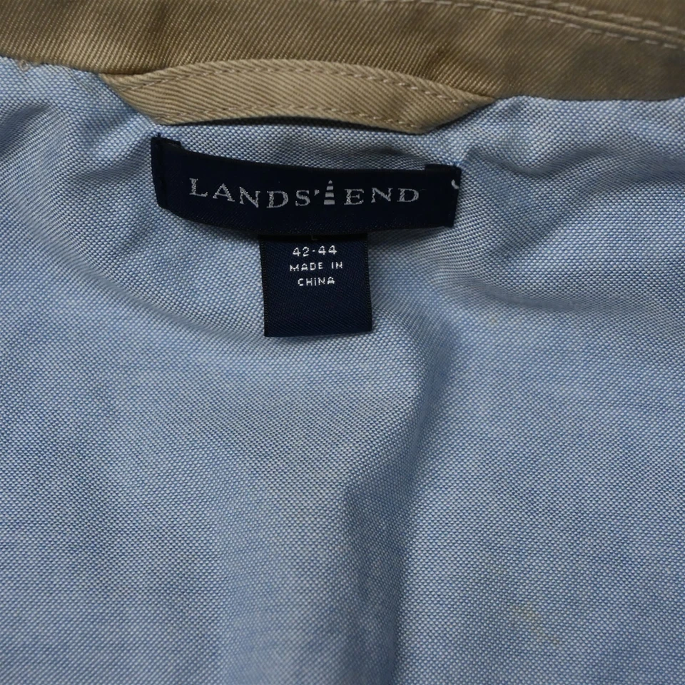 Lands' End Grande 42 44 Caqui Algodón Sarga Hombres Blazer Traje Chaqueta Abrigo Deportivo Foto 4 de 4