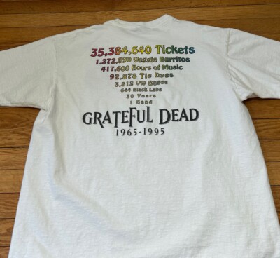 Vtg 90s 1996 Grateful Dead 30 Year Anniversary Statistics Band T