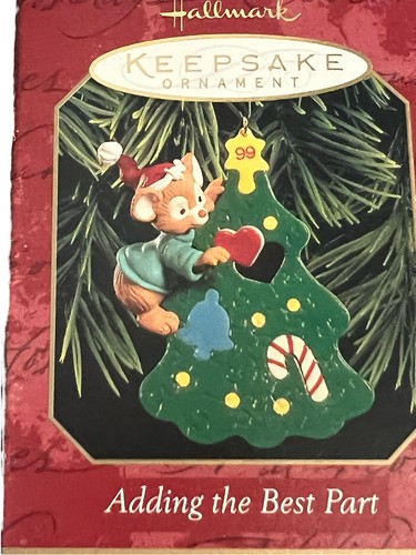 Vintage 1999 Hallmark Keepsake Ornament Adding the Best Part Tree Mouse Box - Picture 2 of 5
