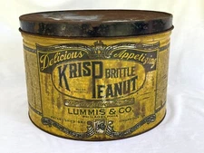 Lummis & Co Krisp Peanut Brittle Tin Philadelphia Pa Large 12.5” X 8.25”