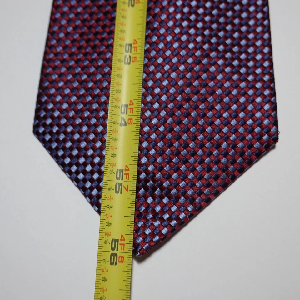 Corbata clásica Birmania Bibas ciruela azul rejilla texturizada geométrica 100 % seda - 56L Foto 3 de 4