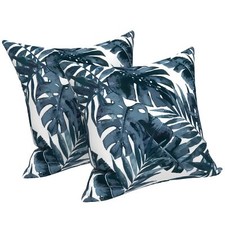 2-Pack Tropical Outdoor Pillow Covers 18x18  Palm Blue Pattern