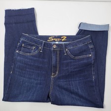 Seven7 Tower Straight Cropped jean Straight Leg High Waisted Size 10 Dark Wash