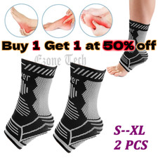 2x Ankle Brace Compression Sleeve Support Socks Sport Gym Pain Relief Silver US