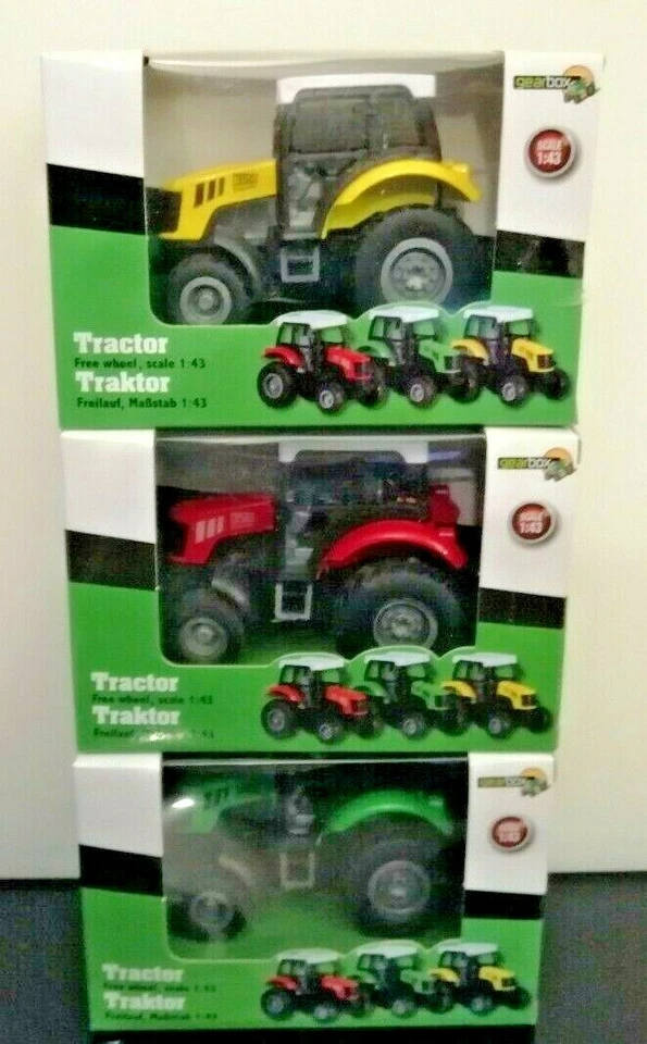 TRATTORE AGRICOLO MODELLINO SCALA 1/43 ROSSO GIALLO VERDE DIE-CAST METAL PZ.1 - Immagine 2 di 3