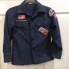 Boy Scouts America Uniform Shirt Size YM 10 Blue Long Sleeve