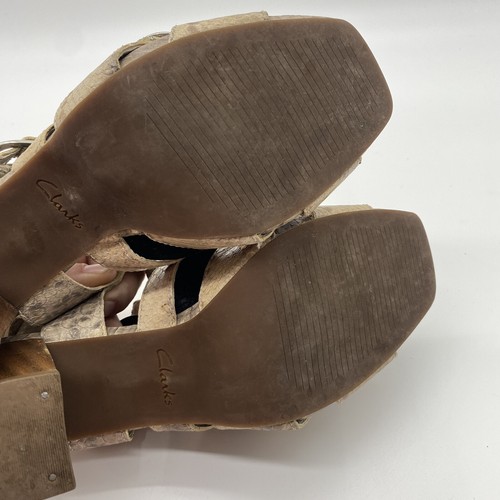 Women’s Clarks Heeled Sandals Snake Pattern Triple Strap Buckle UK 6 EU 39 - Picture 16 of 22