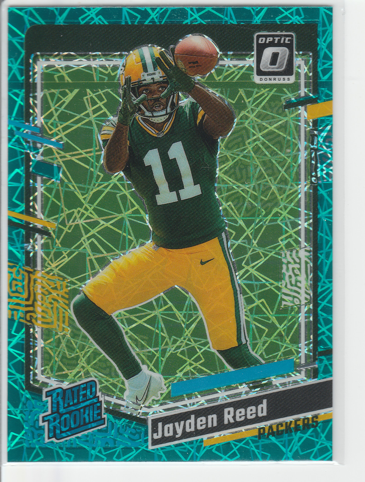 Jayden Reed 2023 Panini Donruss Optic Rated Rookie #239 Teal Velocity Prizm RC