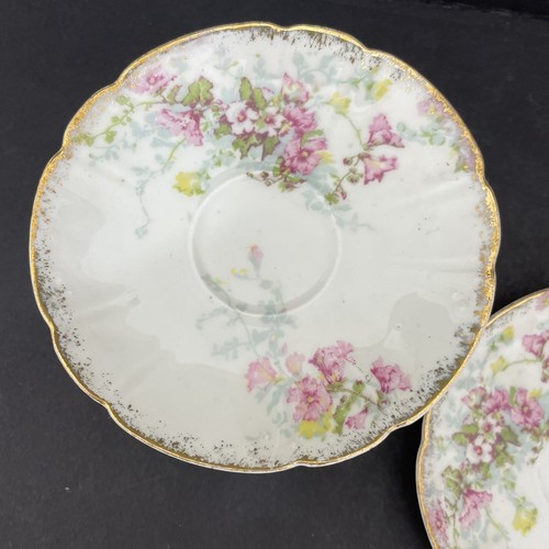 Limoges WILLIAM GUERIN & Co. Lot of 8 Demitasse Saucers Gold Trim Pink Yellow - Picture 4 of 10