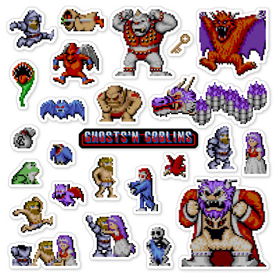 Ghosts N Goblins Stickers Arcade Pixel Art 25 Sticker Pack