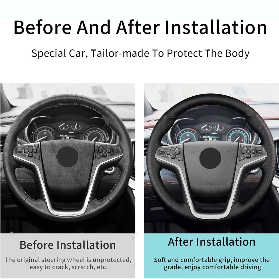 Cubierta de volante de lacrosse para Buick 2014 costura a mano envoltura de cuero Foto 3 de 4