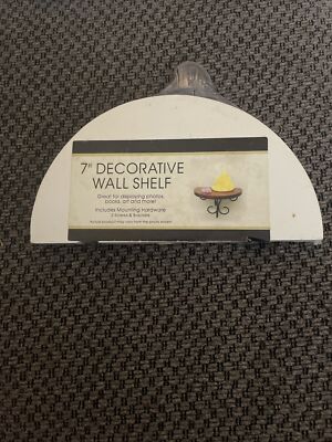 Decorative Wall Shelf 7'' New In Package White  W Black Metal