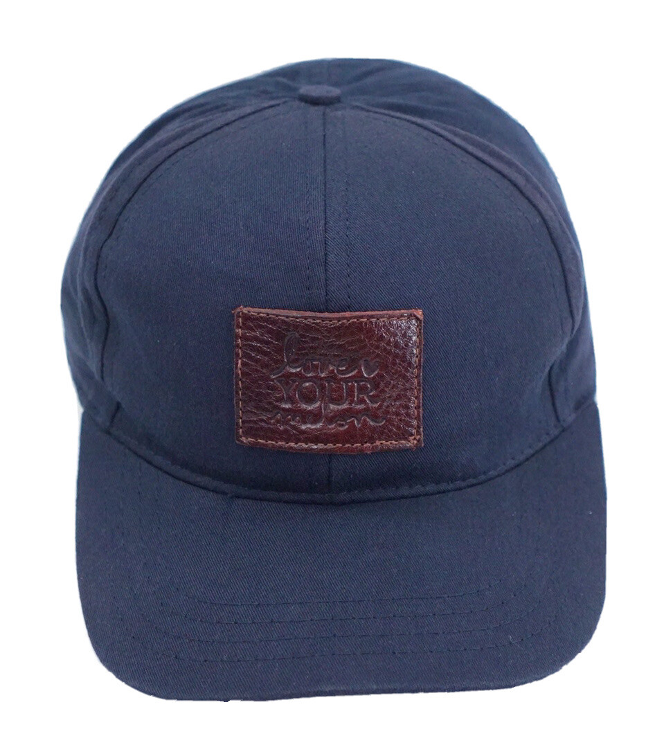Love Your Melon Navy Blue Leather Patch Logo Baseball Hat  display picture 3