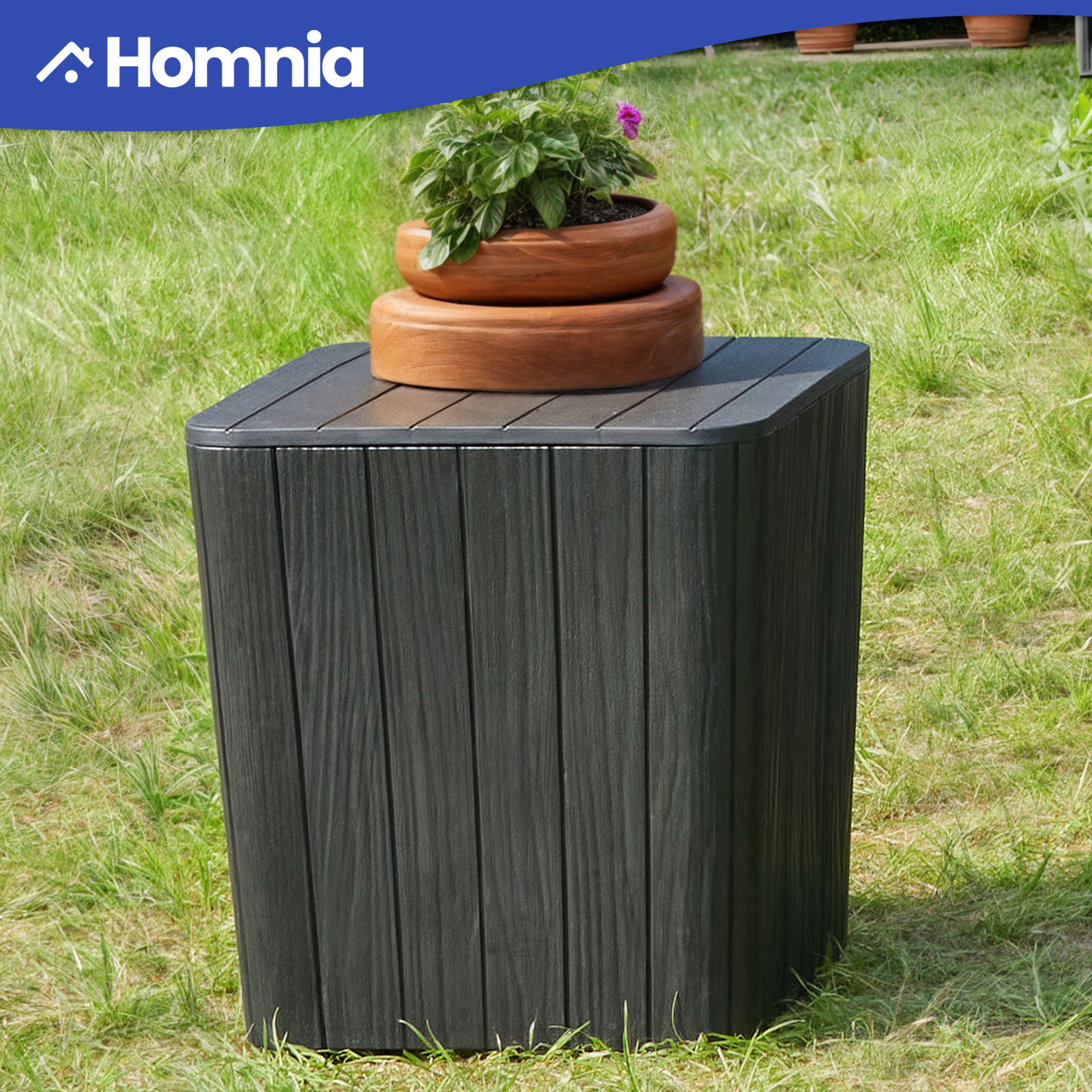 11.5 Gallon Outdoor Storage Box Patio Deck Small Stool Table Portable Picnic Bin