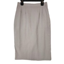 Vintage 90s Tan Midi Skirt Lined High Waist Pencil Skirt Classic Retro Size 12