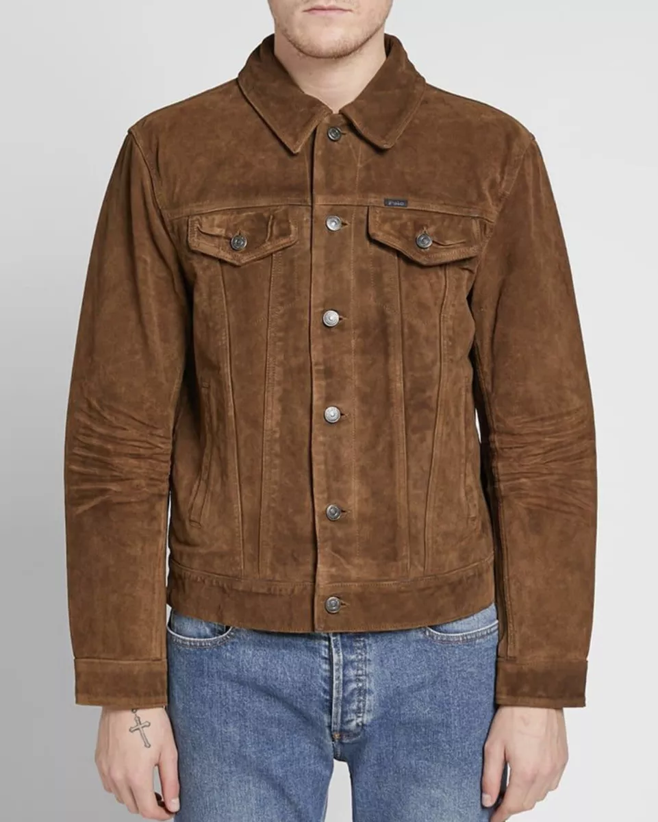 Polo suede hotsell trucker jacket