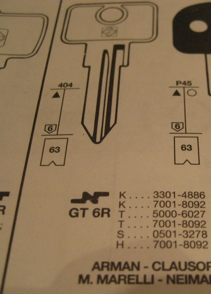 Ducati Desmo 750, Sport 851 S, 900 SS manufactured 1990-91 key blank CEA F3 - Image 2 of 2