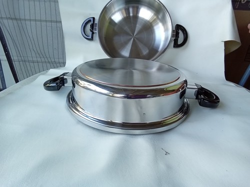 CORDON BLEU BLUE 7 PLY T304 S/STEEL COOKWARE SKILLET DBL HANDLES DOME LID SET - Picture 6 of 12