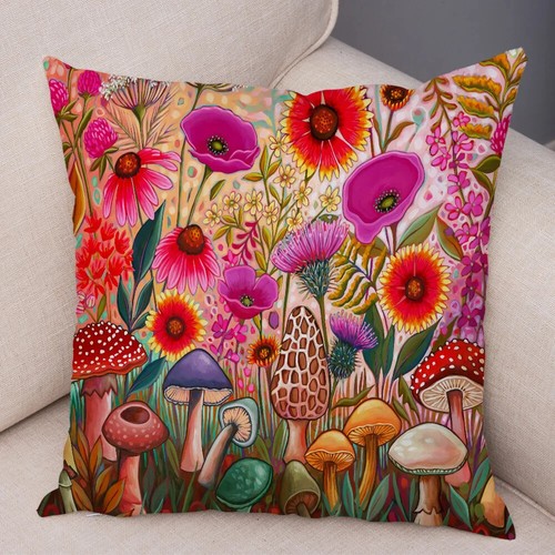 Watercolor Floral Cushion Cover Cartoon Butterfly Plant Pillowcase Pillow Case - Picture 52 of 72