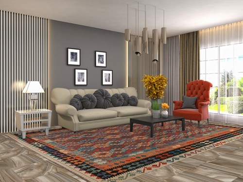 Colorful Kilim Rugs Rectangle Flatweave Pile Wool Kelim Carpets 9x12 ft - Picture 2 of 11