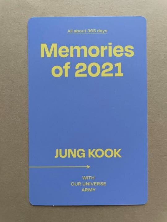 防弾少年団(BTS) - 公式 BTS ジョングク トレカ Memories of 2021 DVD BTS】Bangtan Jungkook Memories of 2021 DVD Official Photo