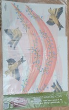 Tatouage Dry Rub Transfer Birds and Bluebells Swag Fabric Being Upheld by Birds