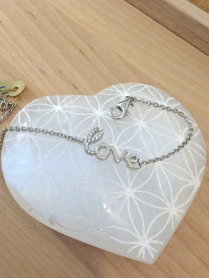 925 Silver  Love  Bracelet with White Topaz - Gift for Mum & Boy Love