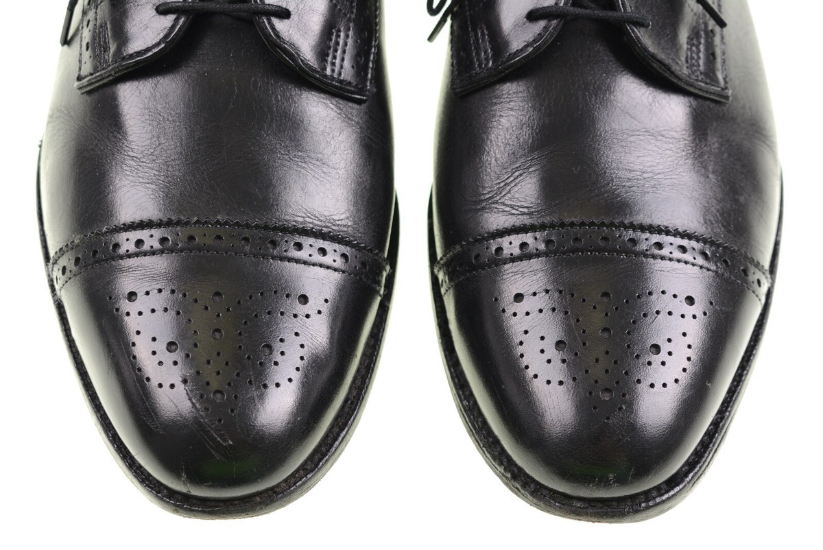 ALLEN EDMONDS Mens Sanford 12 B Brogue Cap Toe Derby Black Leather Shoes Allen Edmonds Sanford Black Leather Brogued Cap Toe Derby  main image 3