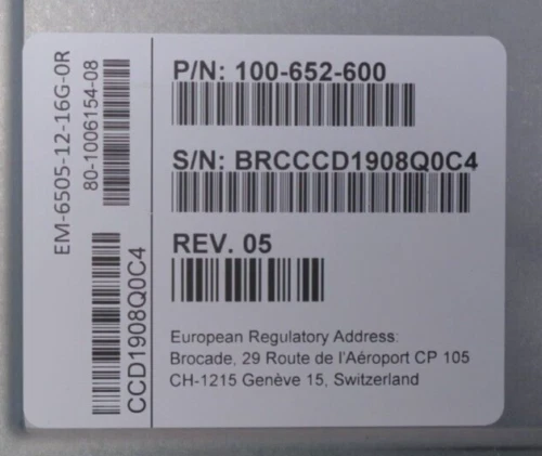 Brocade EMC DS-6505B 24-Port 16Gb FC SAN Switch EM-6505-12-16G-0R 12-Port Active - Image 3 of 4
