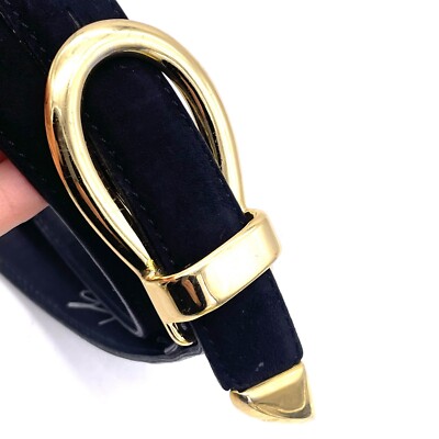 Genny Gold Tone Buckle Belt Size 44 Black Adjustable 39 Inch Men main image 4