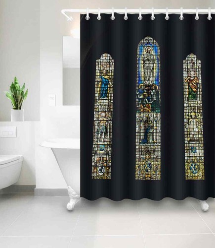 Mural de Cristo Impermeable Baño Poliéster Cortina de Ducha Forro Resistente al Agua - Imagen 2 de 8