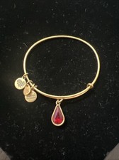 Authentic Alex and Ani Gold  Garnet  Crystal Charm Bracelet