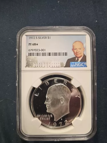 1972 S SILVER EISENHOWER DOLLAR $1 NGC PF68☆ ike