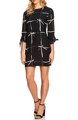 Cece Women's Lattice Ribbons Tie Sleeve 