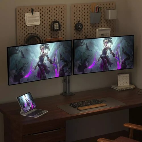 Dual Monitor Mount, Dual Monitor Stand for Two 17"-32" Flat/Curved Computer Dual - Picture 2 of 6