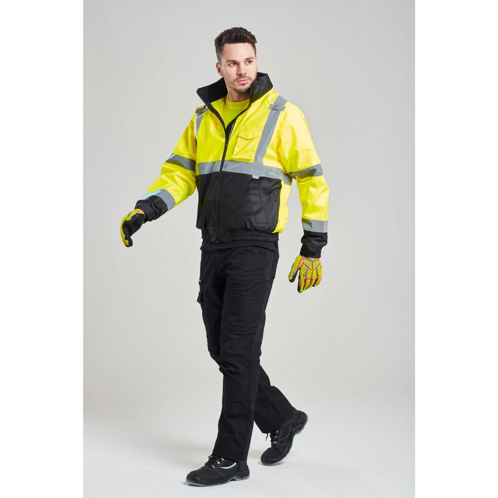 Portwest US364 Hi Vis Premium 2-in-1 Bomber Hooded Waterproof Safety Jacket ANSI image 4