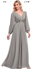 Ever-Pretty Women's A-line Long Sleeve V-Neck Chiffon Mother of The Bride Dress