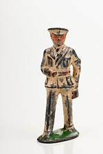 Antique Vintage BARCLAY Lead Toy Soldier Navy Doctor in White with Red Bag