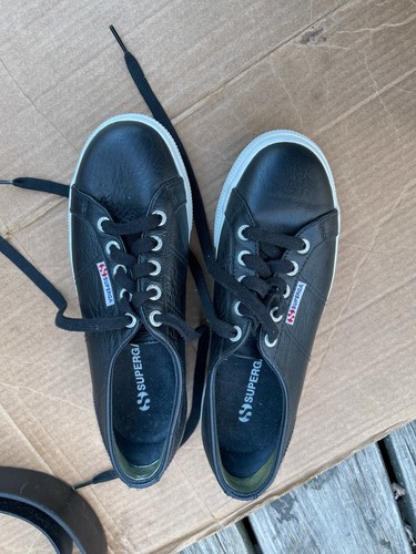 superga black leather platform