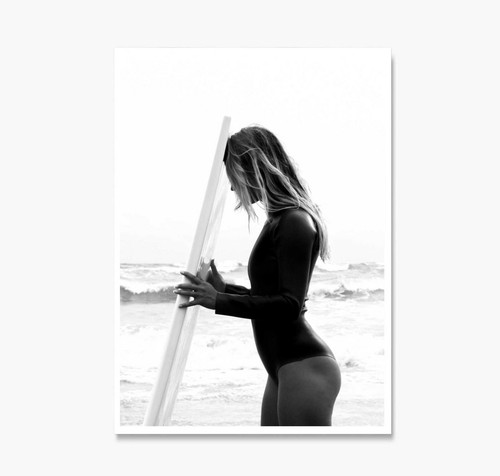 Surfer Girl Art Print Poster or Canvas, Ocean Wall Art Surfing Beach Coastal Art - Bild 2 von 7