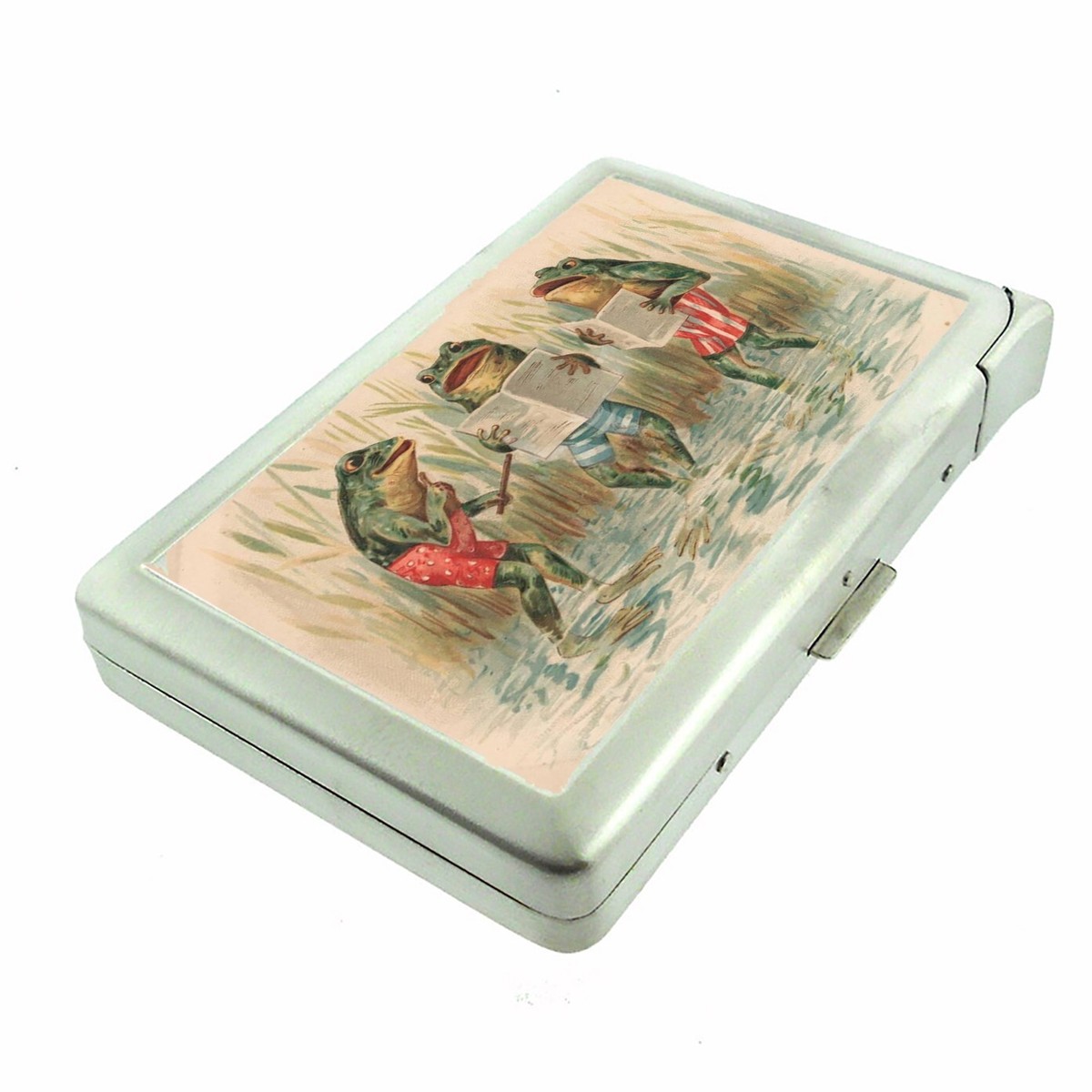 VNTG Illustration Frog Musical Cigarette Case with lighter ID Holder Wallet 
