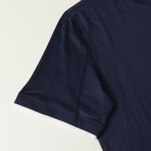 BRUNELLO CUCINELLI 790$ T-Shirt - Crewneck, Faux Layering, Silk & Cotton Jersey - Picture 10 of 12