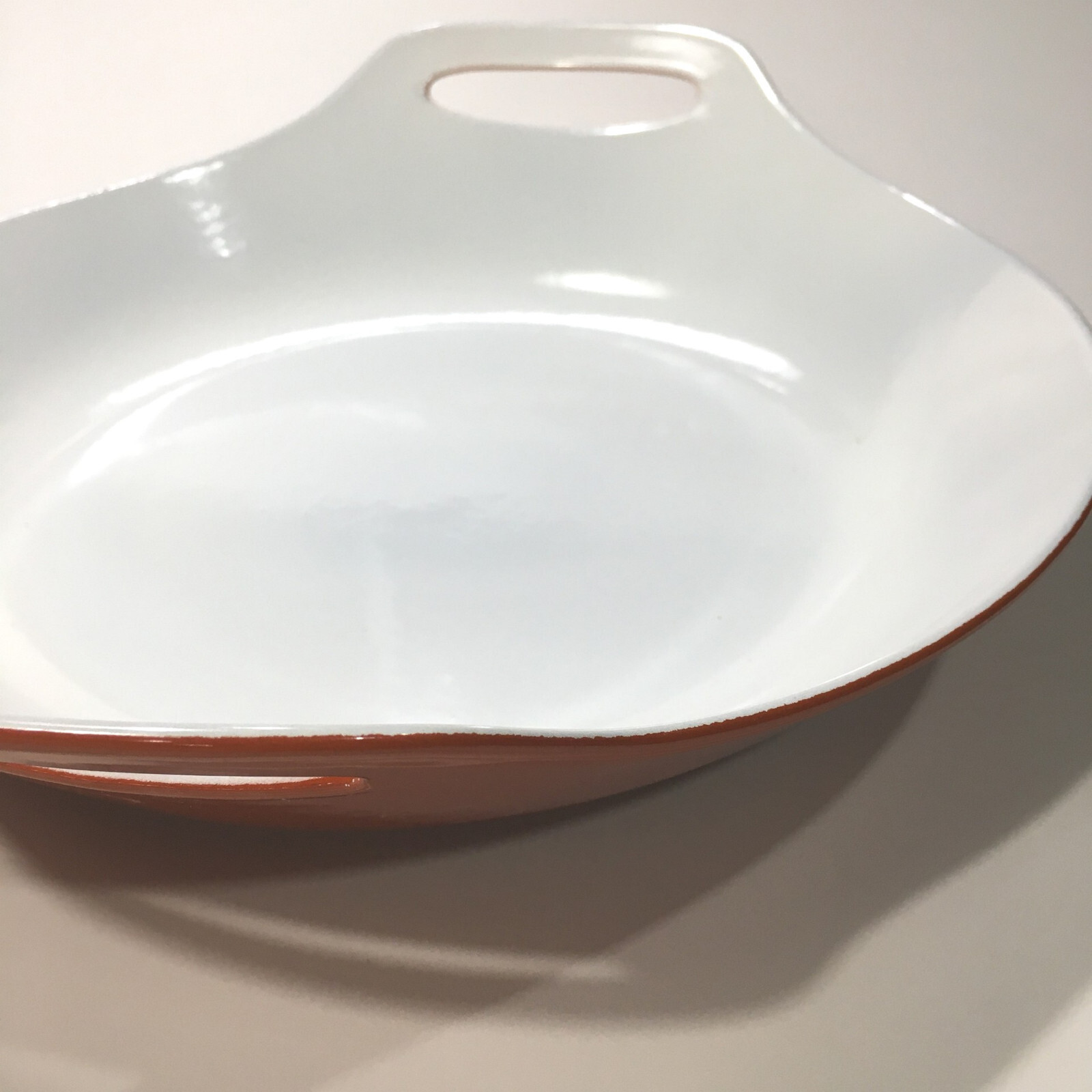 Vintage Copco Denmark Micheal Lax Orange Enamel Cast Iron Paella Pan